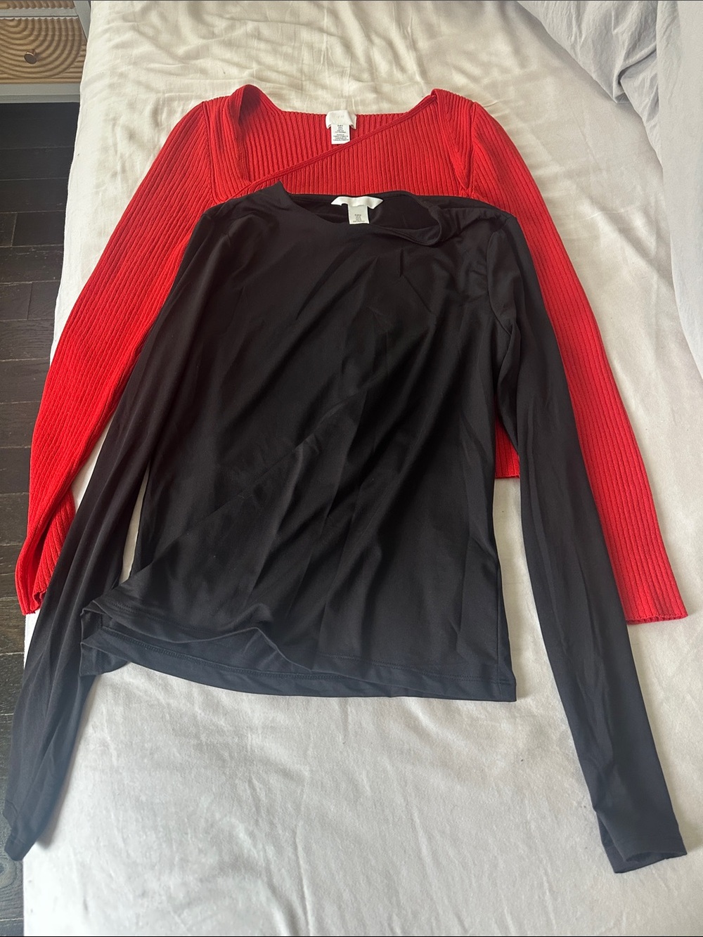 H&M Black Long Sleeve Top with Red Ribbed Layer